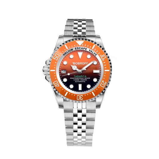 Bobroff Silberne Edelstahl-Armbanduhr
