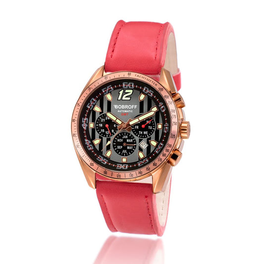 Bobroff Rote Leder-Kleid-Uhr