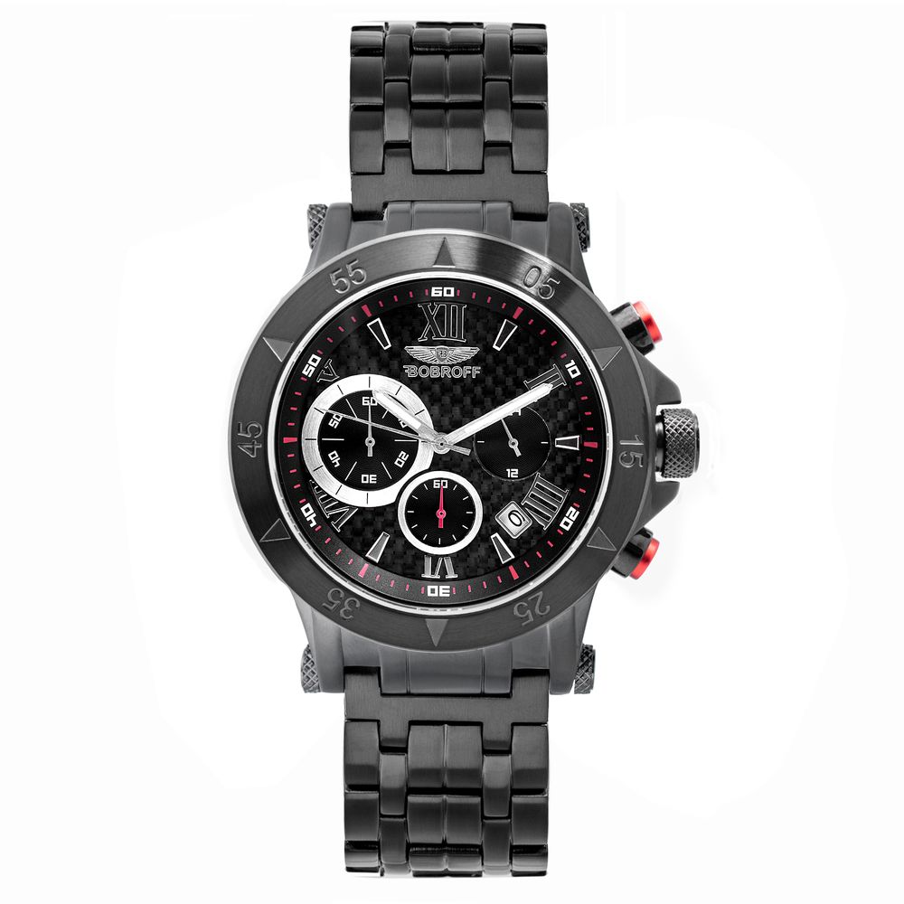 Bobroff Schwarze Uhr aus Edelstahl