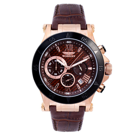 Bobroff Braune Leder-Dress-Uhr