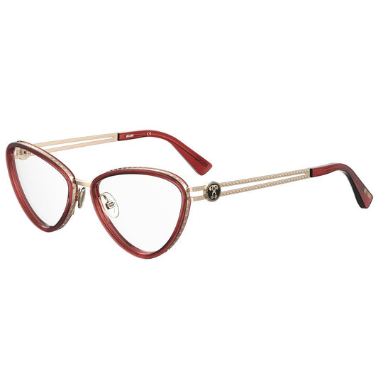Moschino Burgunderfarbene Metallbrille (Gestelle)