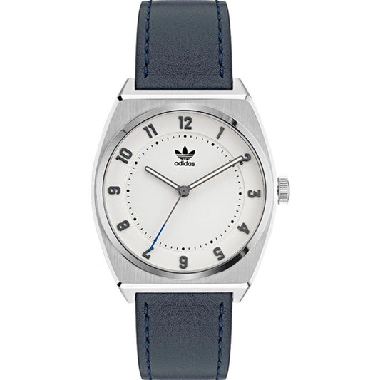Adidas Elegante blaue Leder-Armbanduhr