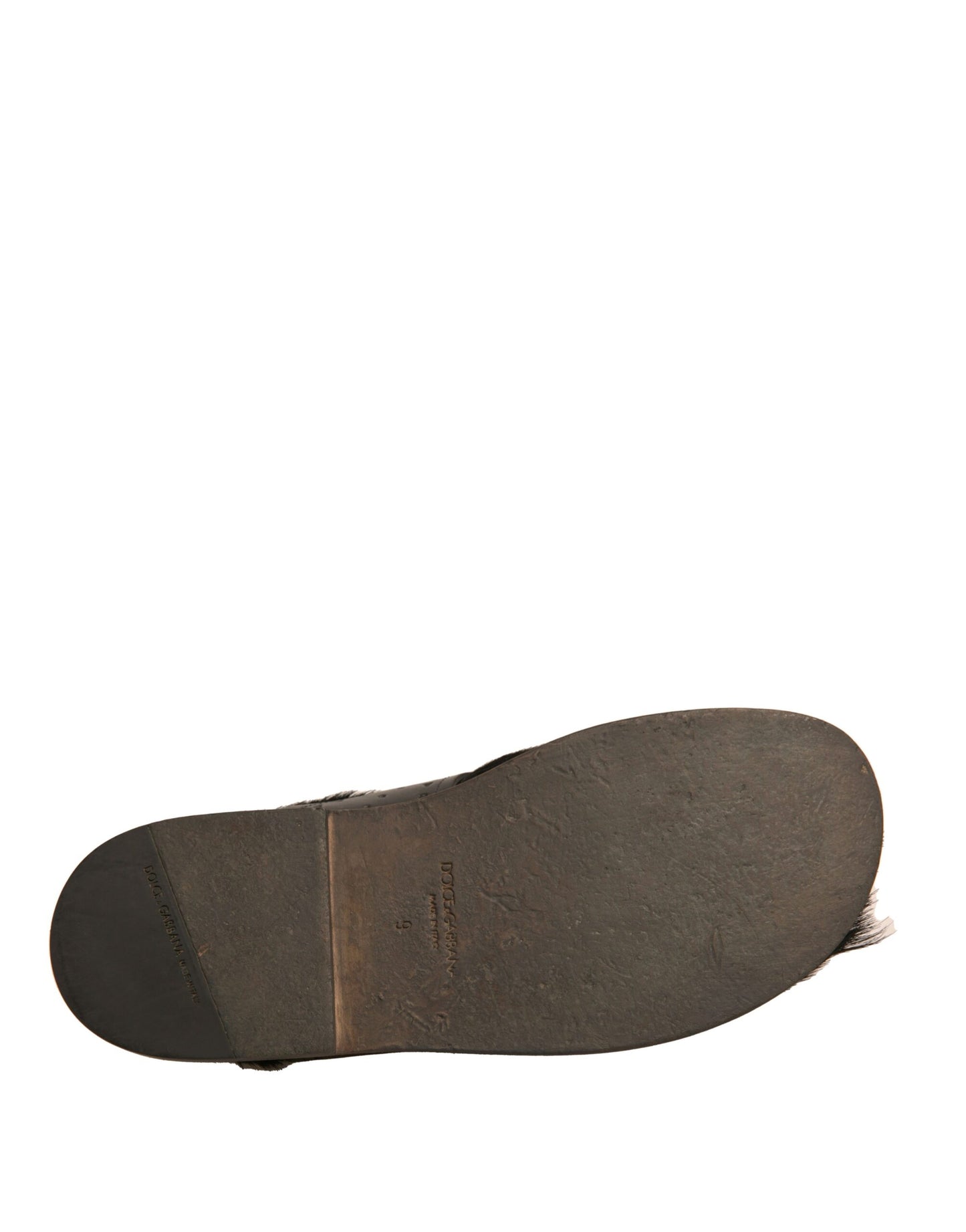 Dolce & Gabbana Grüne Gazelle Haar Leder Flats Sandalen Schuhe