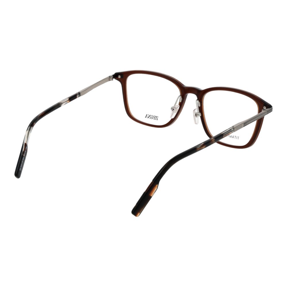 Ermenegildo Zegna Braune Kunststoff- & Titan-Brille (Gestelle)