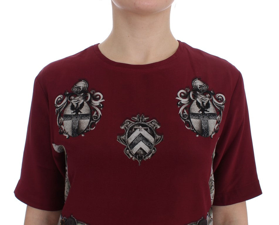 Dolce & Gabbana Red Knight Print Seidenbluse T-Shirt