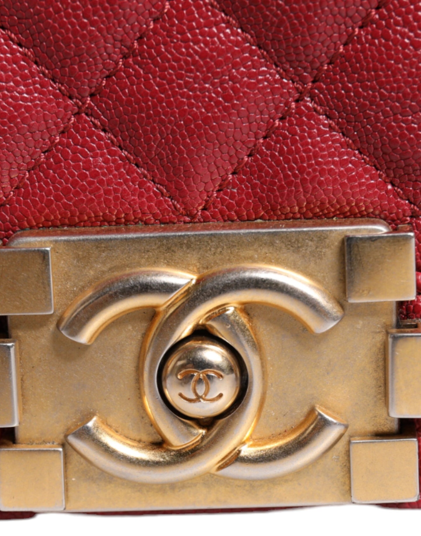Chanel Mittlere Umhängetasche aus rotem Lammleder mit doppelter Goldkette