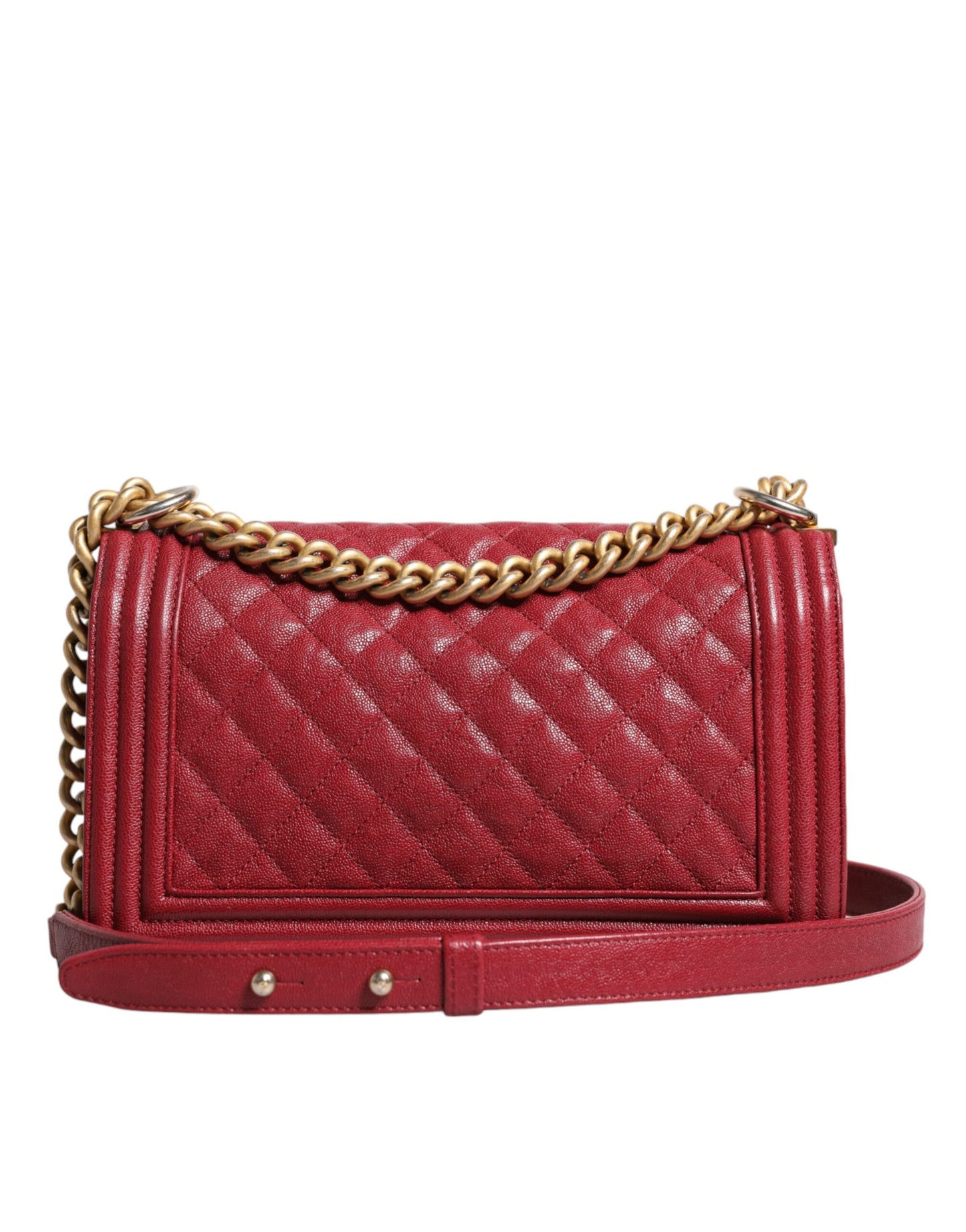 Chanel Mittlere Umhängetasche aus rotem Lammleder mit doppelter Goldkette