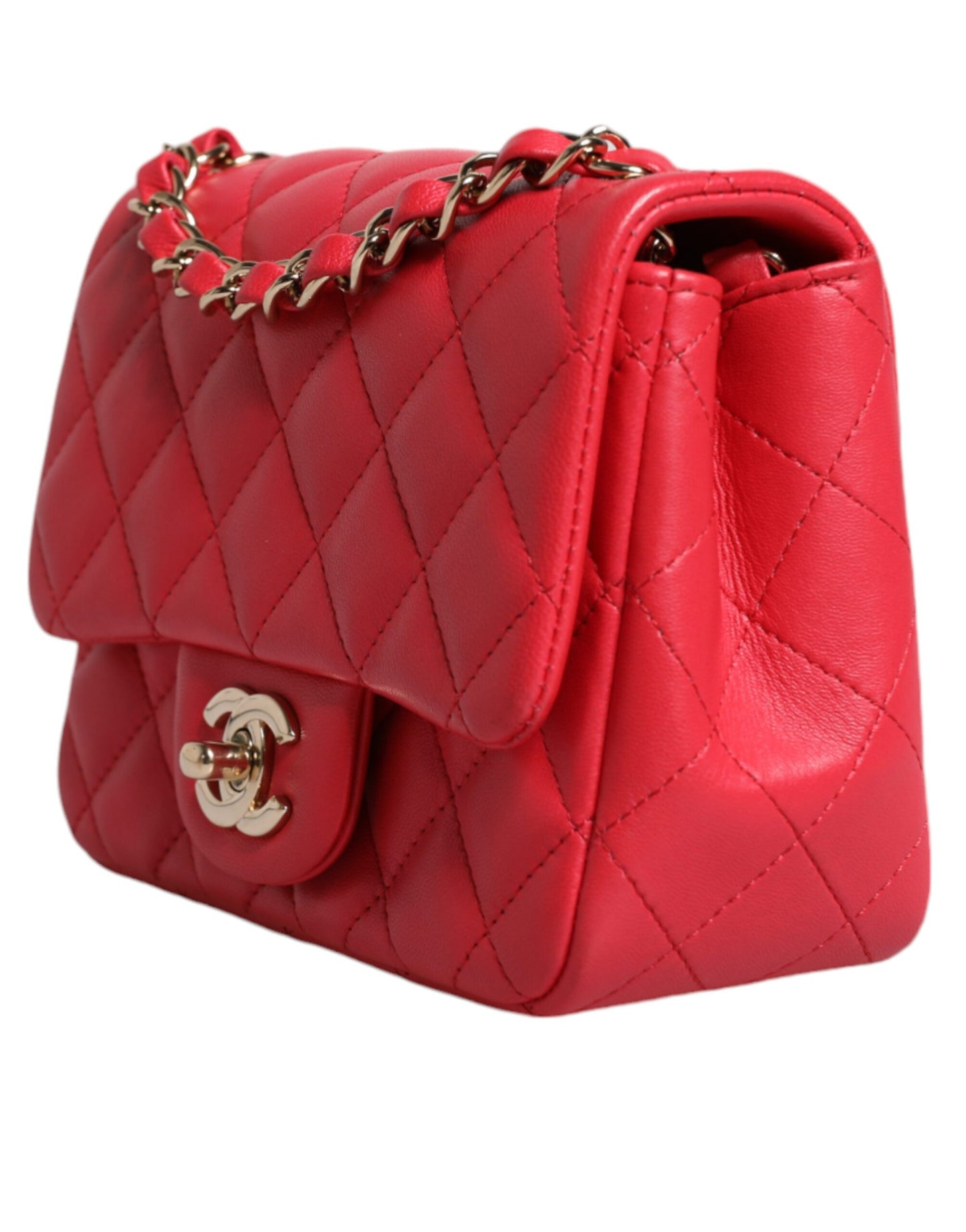 Chanel Rosa Matelasse Kette Schulter Lammfell Geldbörse Mini