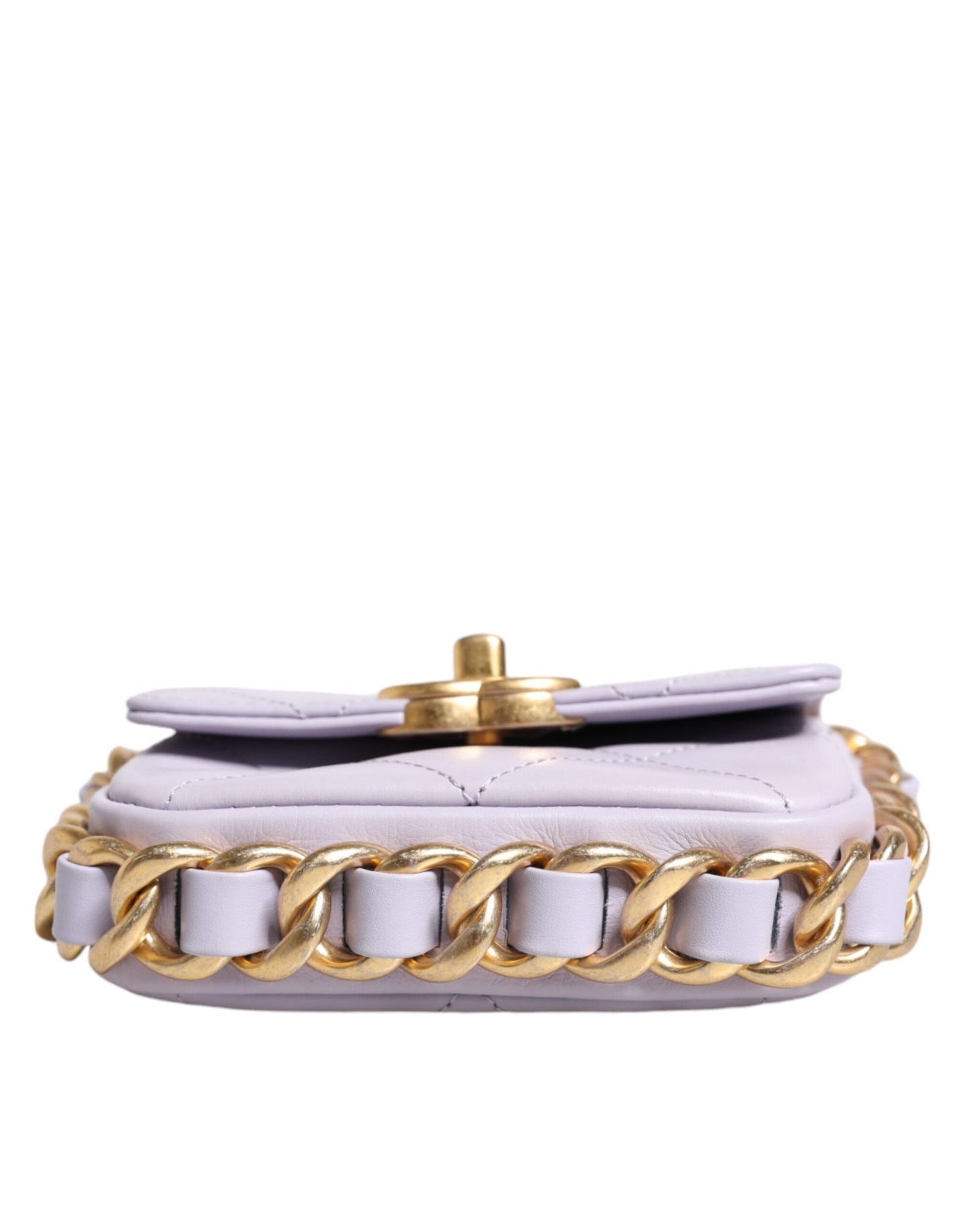 Chanel Blaue gesteppte Kalbsleder-Rahmenkette Mini-Crossbody-Tasche