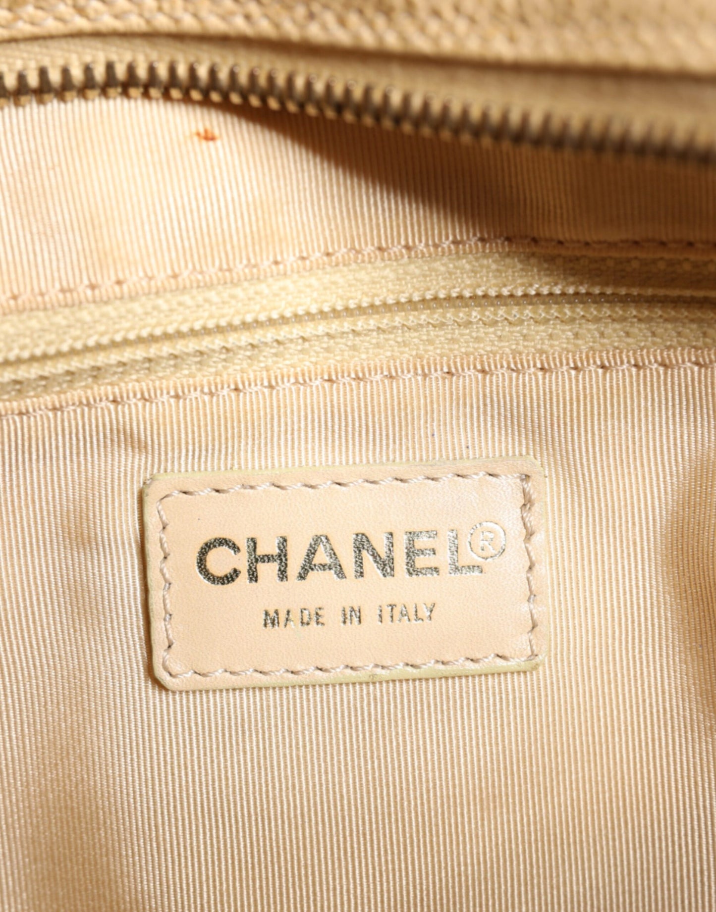Chanel Beige Kaviar De Coco Kette Leder Geldbörse Tasche