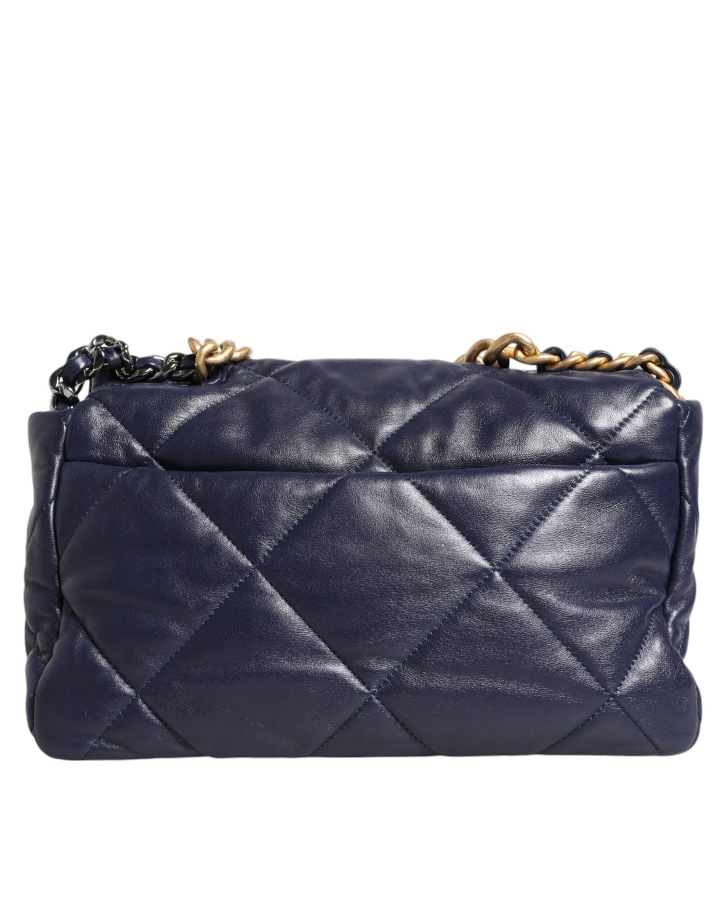 Chanel Blaue Lederumhängetasche mit gesteppter Kette