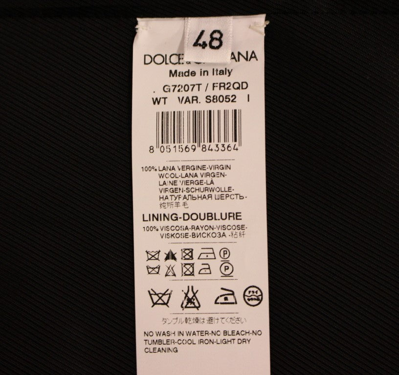 Dolce & Gabbana Graue gestreifte einreihige Wollweste