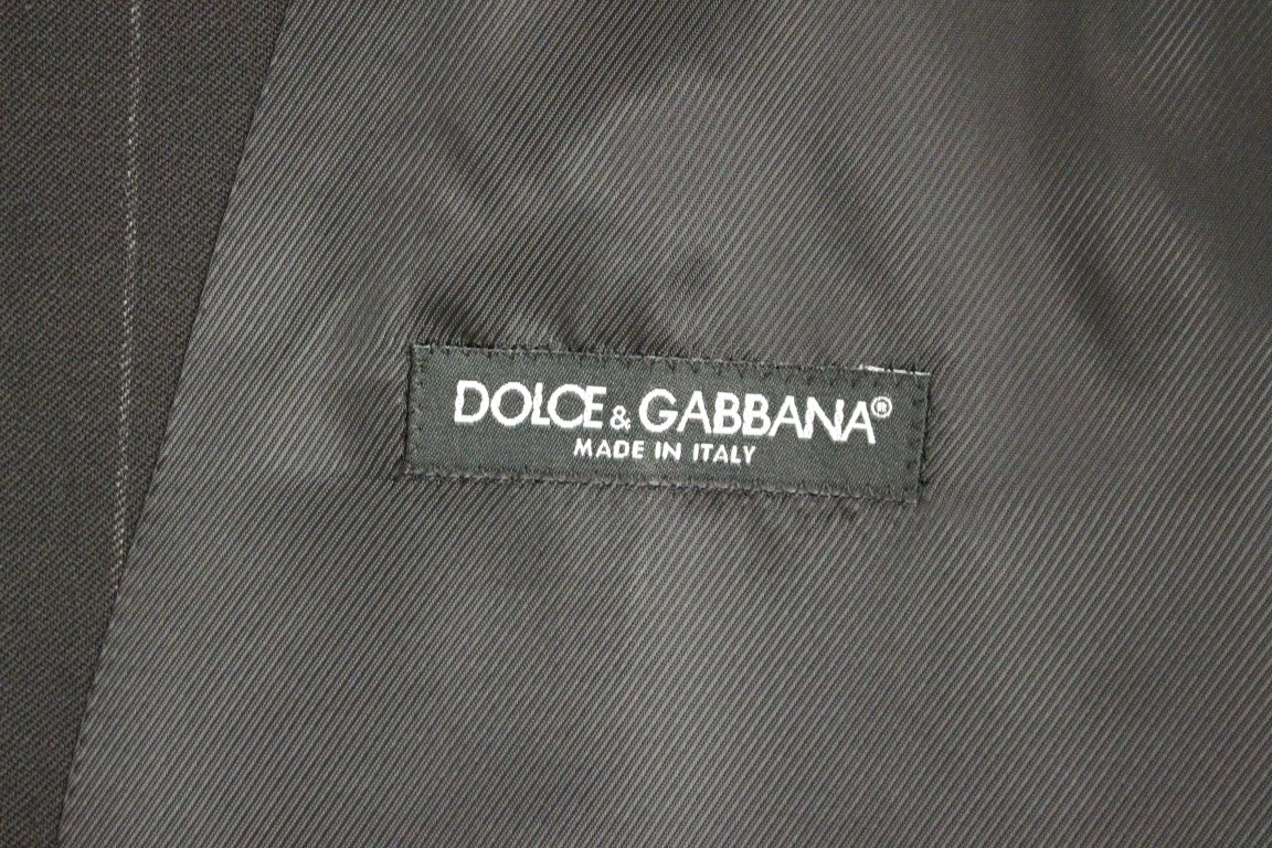 Dolce & Gabbana Schwarz gestreifte Logo-Weste aus Wolle