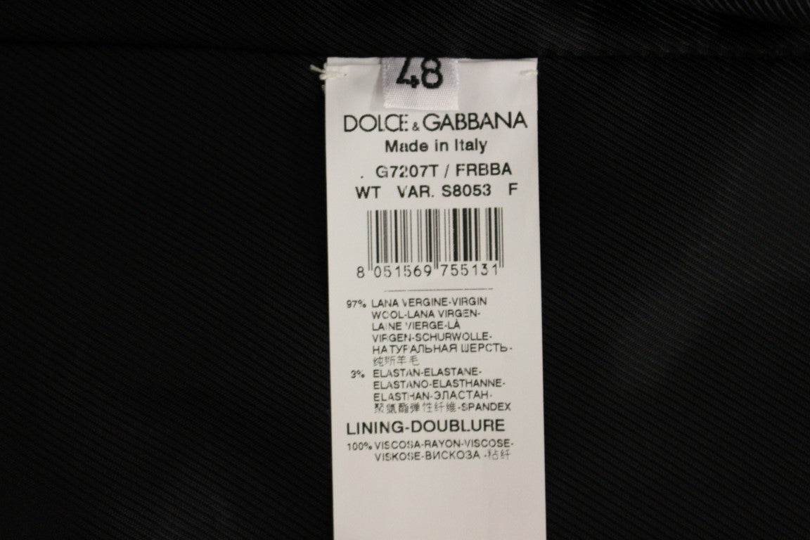 Dolce & Gabbana Schwarz gestreifte Logo-Weste aus Wolle