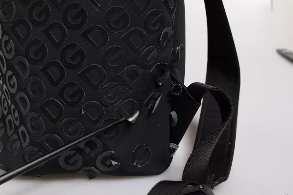 Dolce & Gabbana Schwarzer Neopren Nylon DG Logo Schulrucksack Tasche