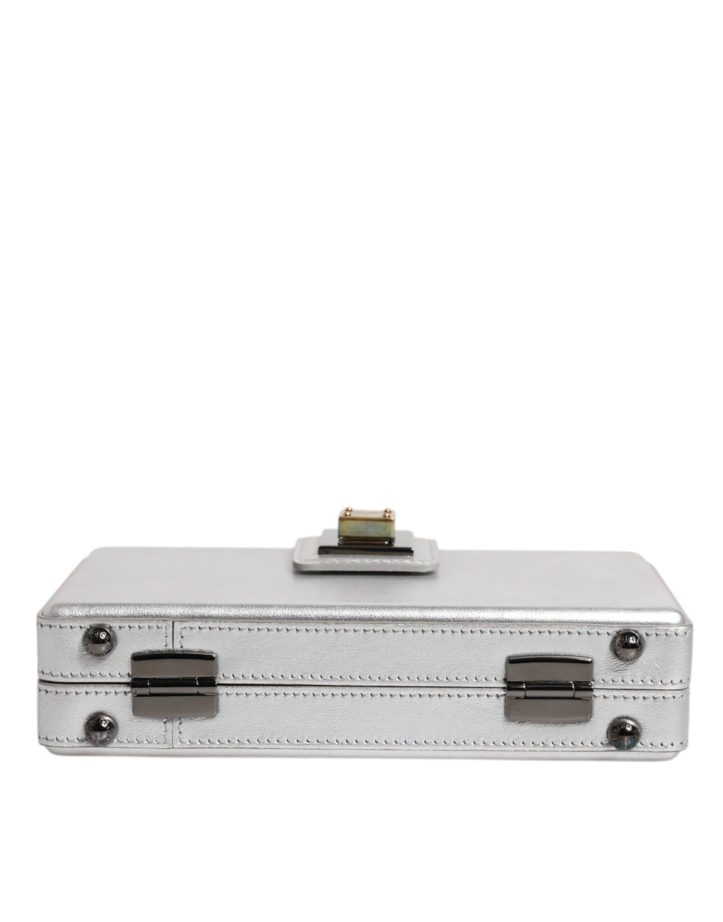 Dolce & Gabbana Metallic-Silber DG BOX Leder-Schulterriemen-Tasche