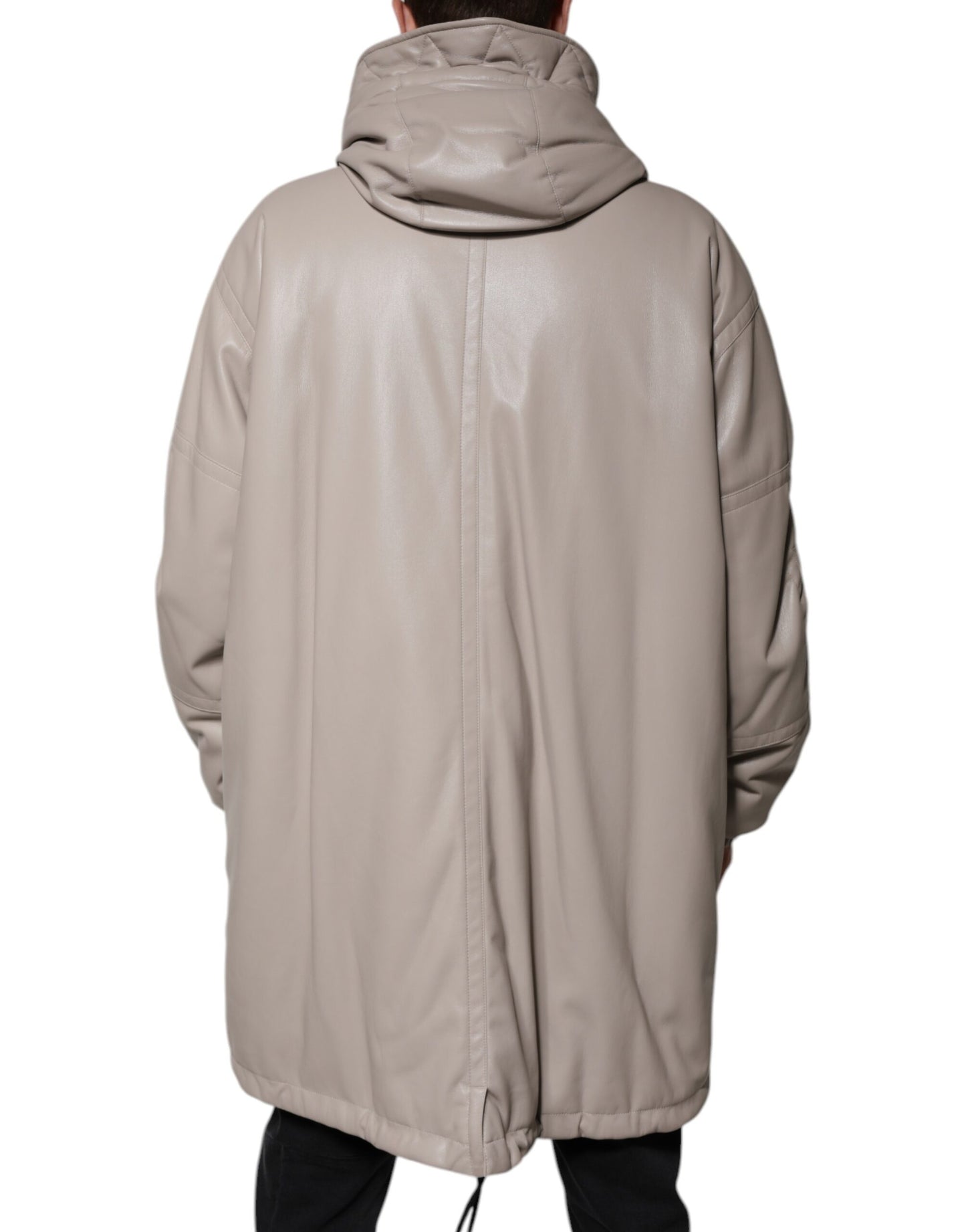 MSGM Beige Voller Reißverschluss mit Kapuze Lange Ärmel Freizeitmantel Jacke