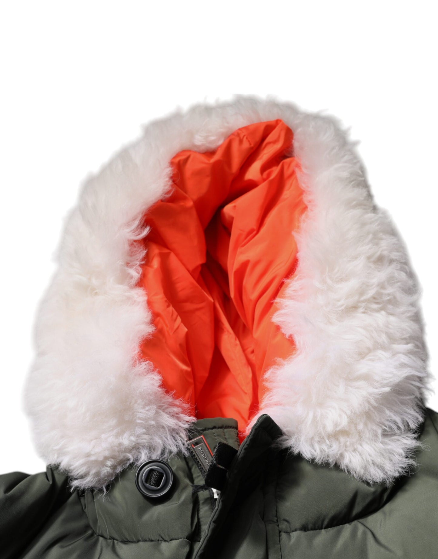 Dsquared² Grüne Jacke mit Kapuze und langen Ärmeln aus Fell und Shearling