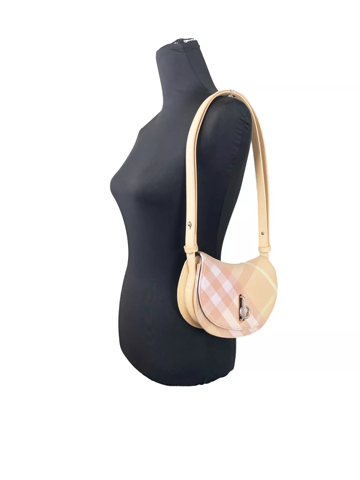 Burberry Mini Check Rocking Horse Crossbody Bag Geldbeutel Pfirsich