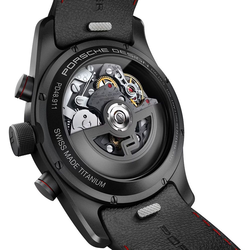 Porsche Design Schwarze Leder-Sportuhr