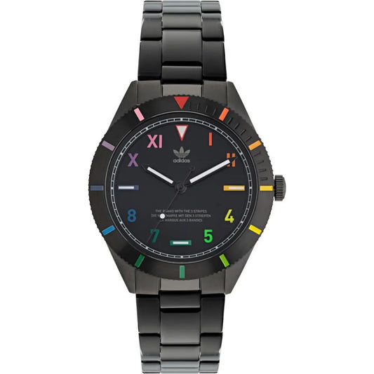 Adidas Schwarze Edelstahl-Dress-Uhr