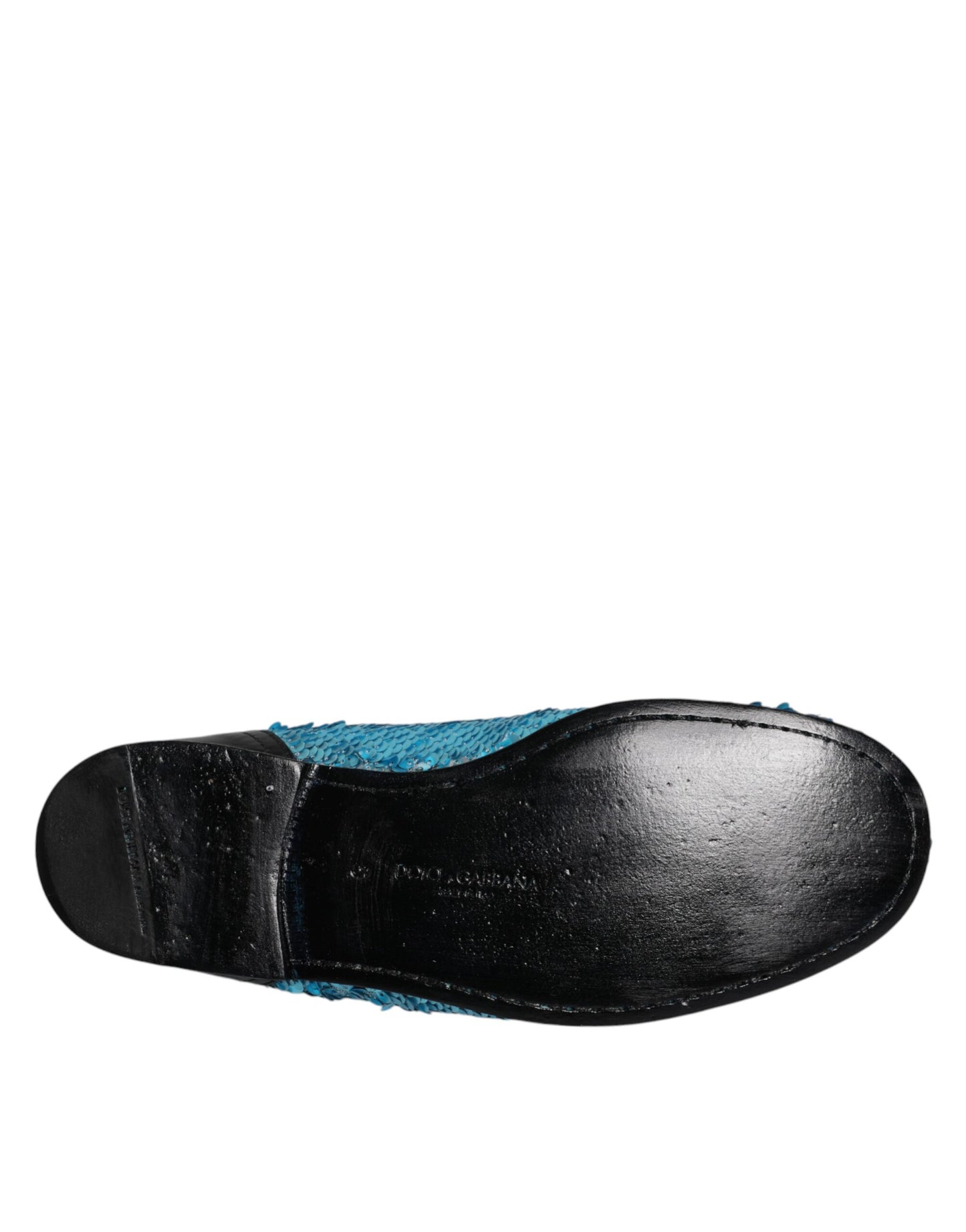 Dolce & Gabbana Blaue Pailletten Loafers Formelle Schuhe