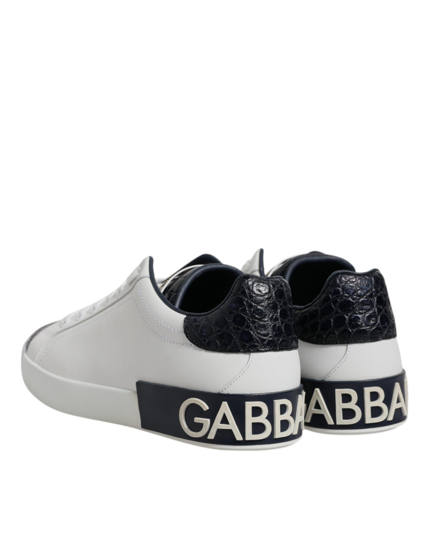 Dolce & Gabbana Weiß Schwarz Leder Portofino Sneaker Schuhe