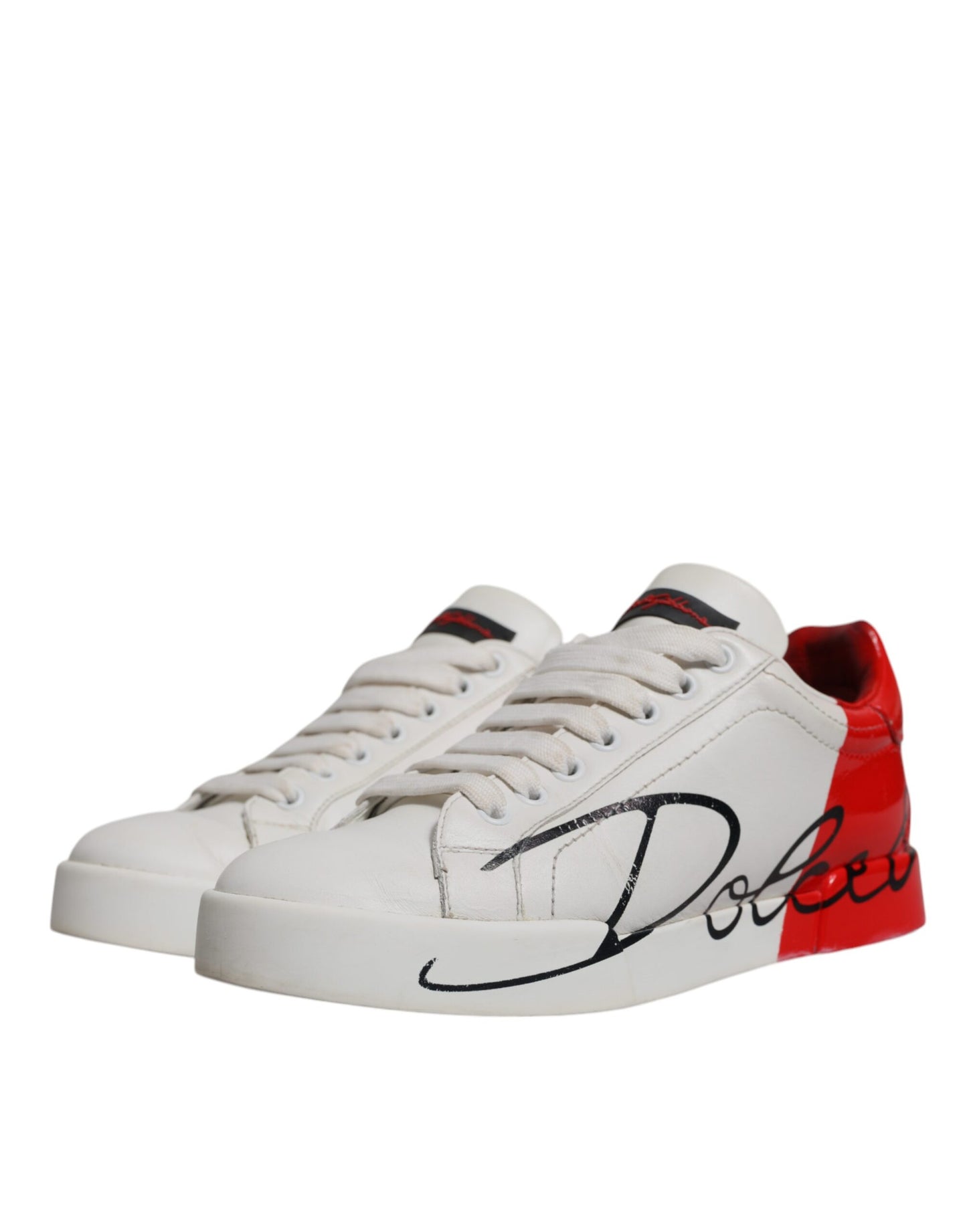 Dolce & Gabbana Weiß Rot Logo Portofino Turnschuhe Schuhe