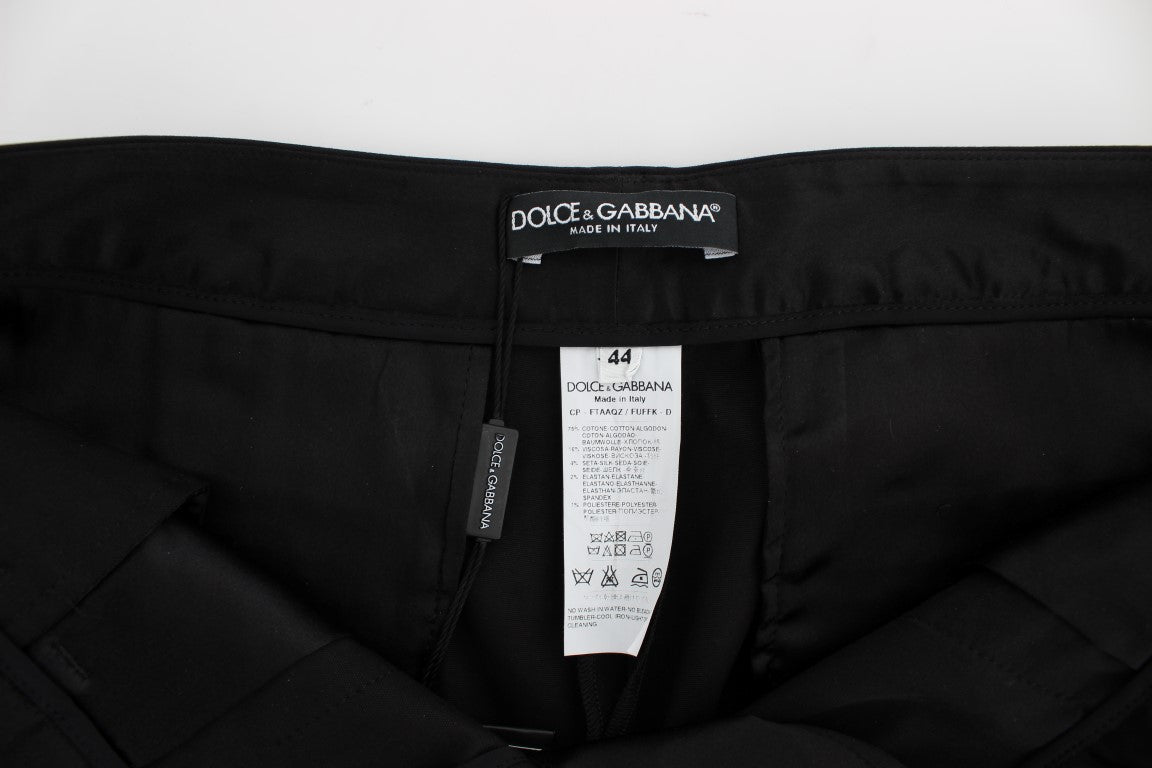 Dolce & Gabbana Schwarze Baumwoll-Stretch-Capris-Hose