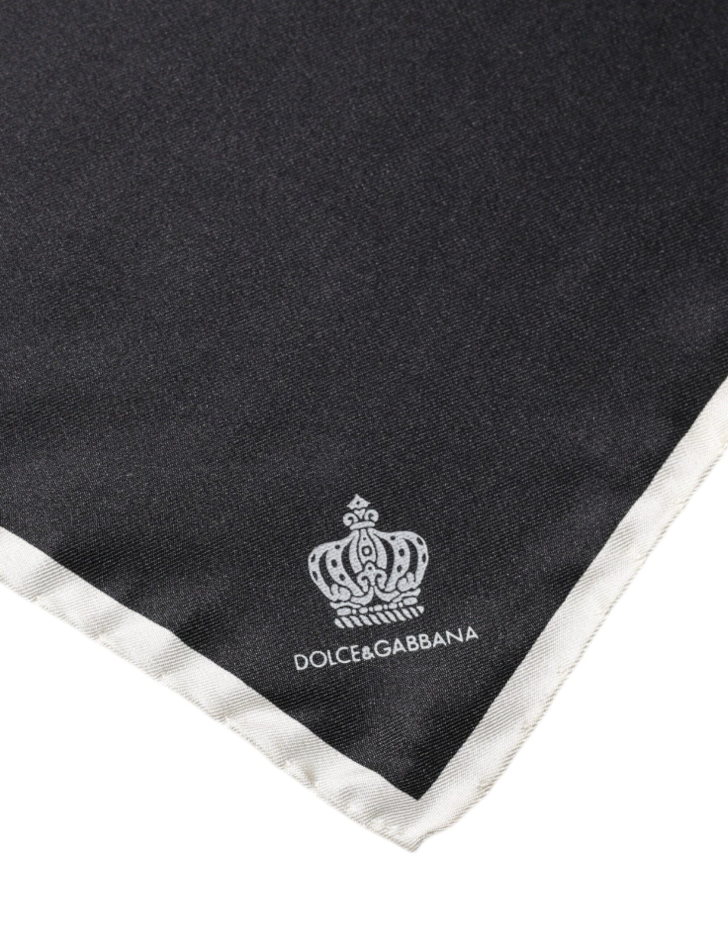Dolce & Gabbana Schwarzer Crown Logo Quadratischer Taschentuchschal