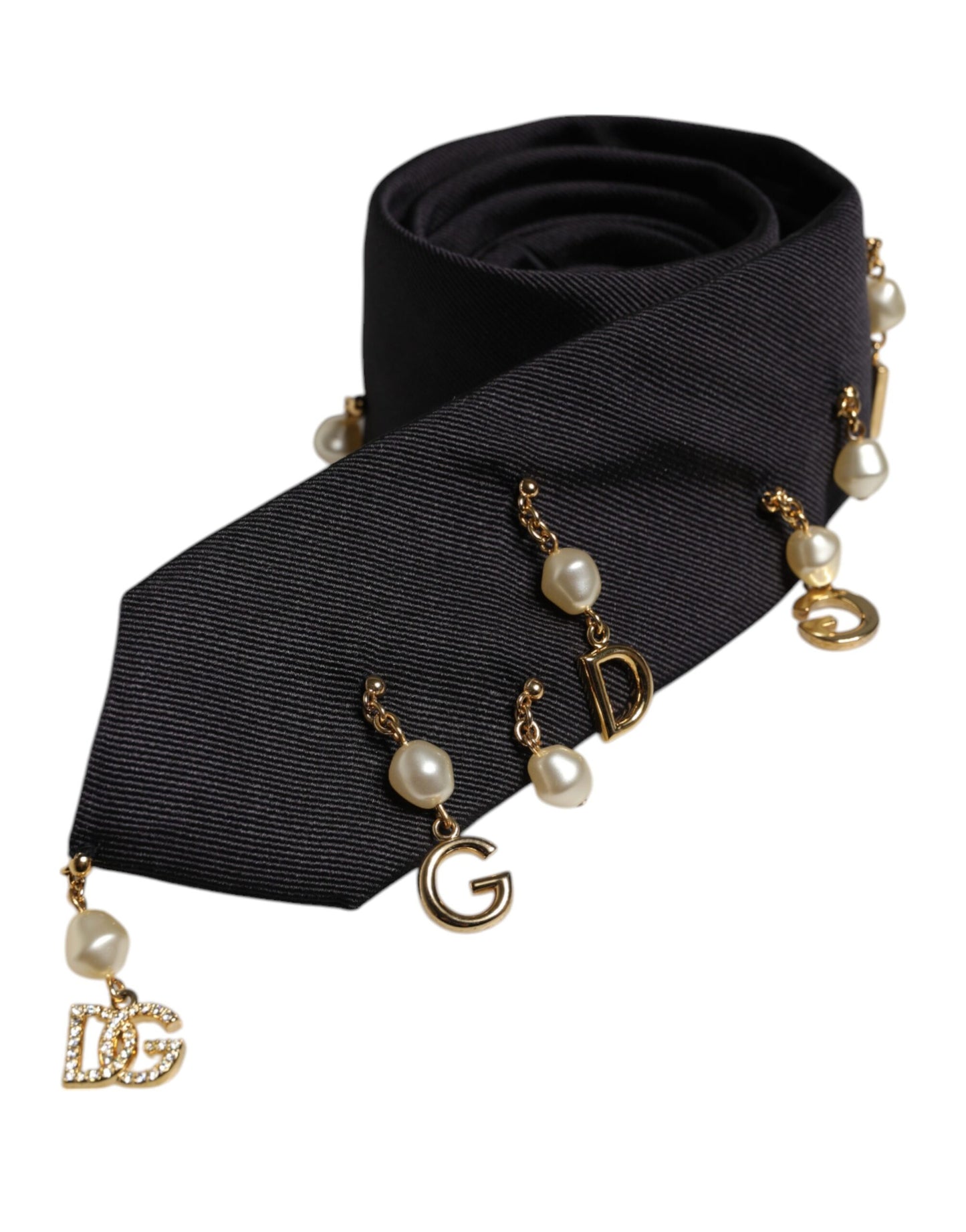 Dolce & Gabbana Schwarze verstellbare Krawatte mit Logo-Verzierung