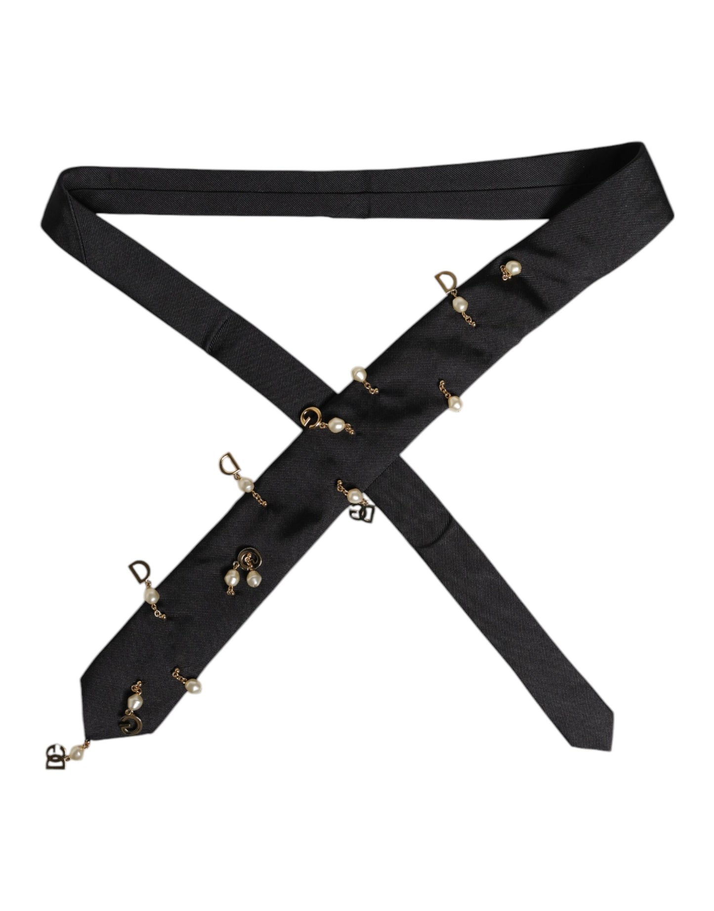 Dolce & Gabbana Schwarze verstellbare Krawatte mit Logo-Verzierung