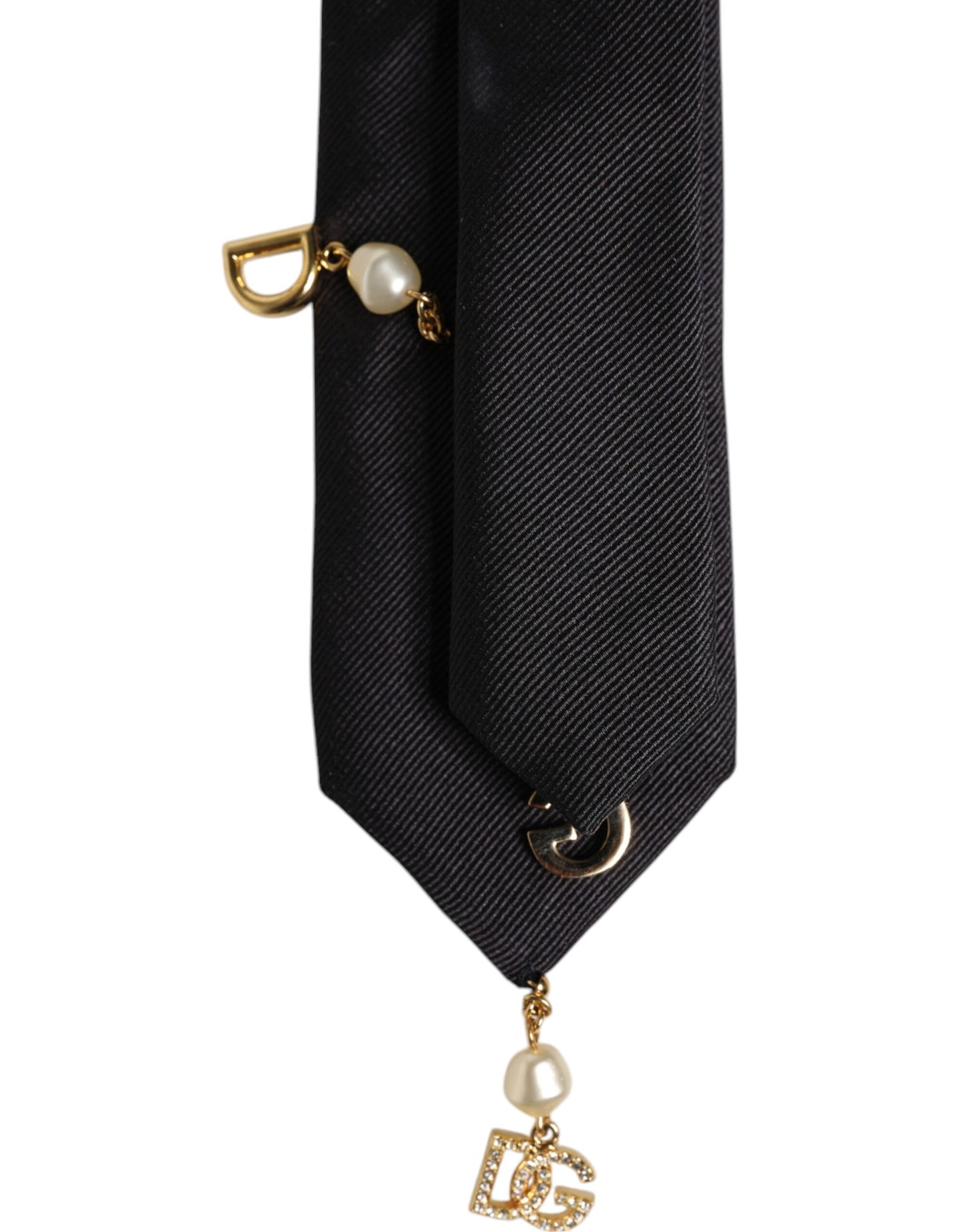Dolce & Gabbana Schwarze verstellbare Krawatte mit Logo-Verzierung