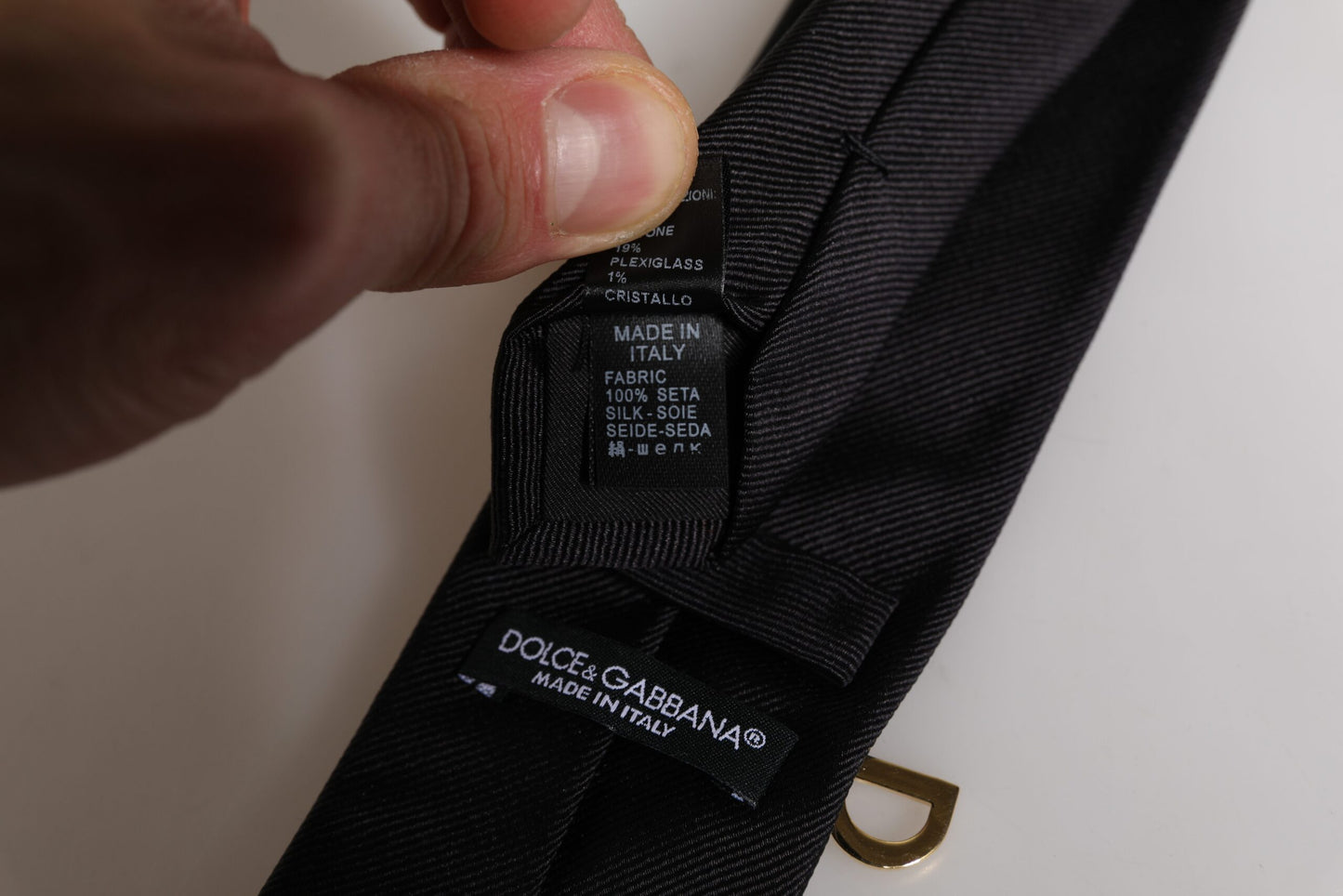 Dolce & Gabbana Schwarze verstellbare Krawatte mit Logo-Verzierung