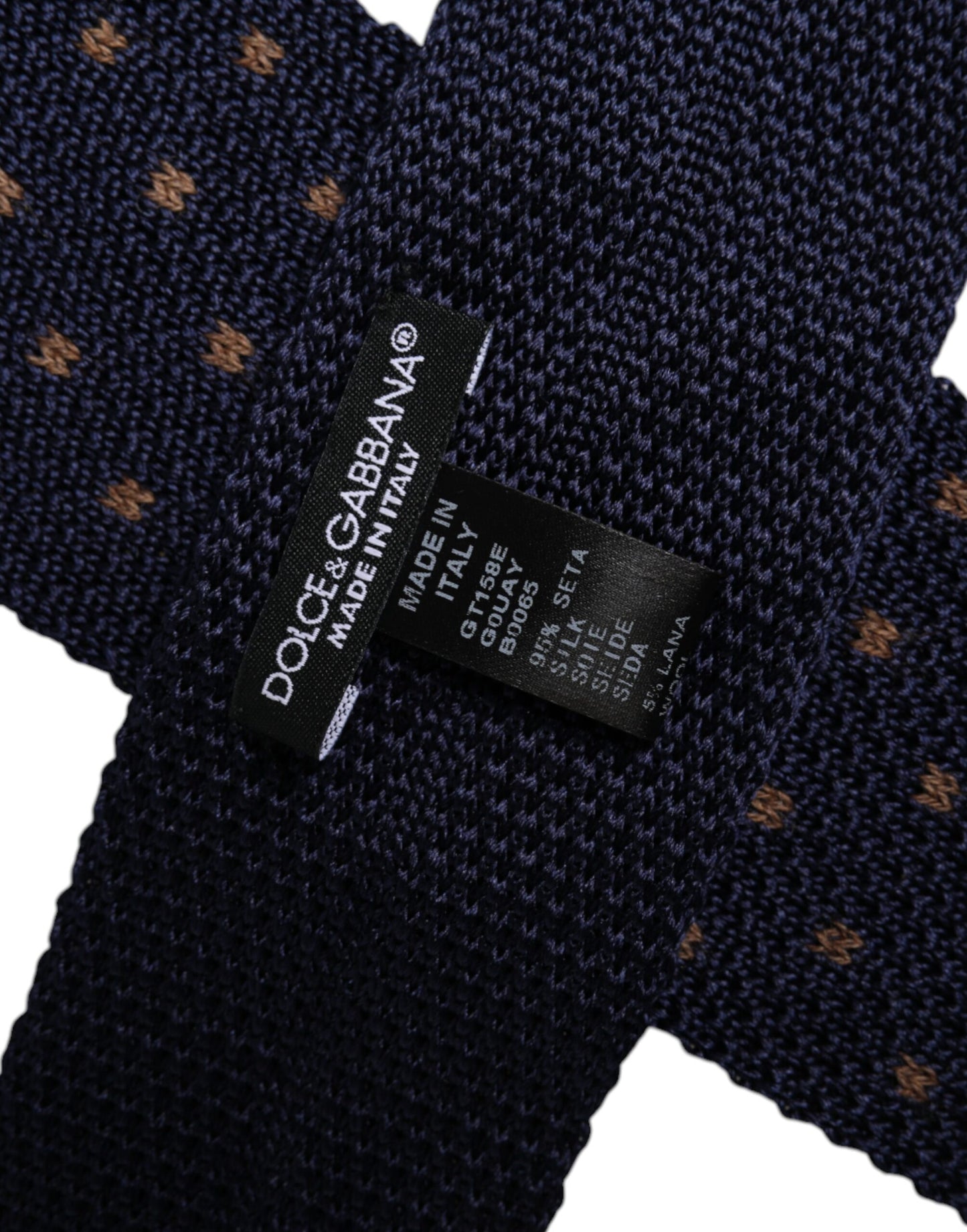 Dolce & Gabbana Blaue gepunktete Seidenkrawatte Verstellbare Krawatte