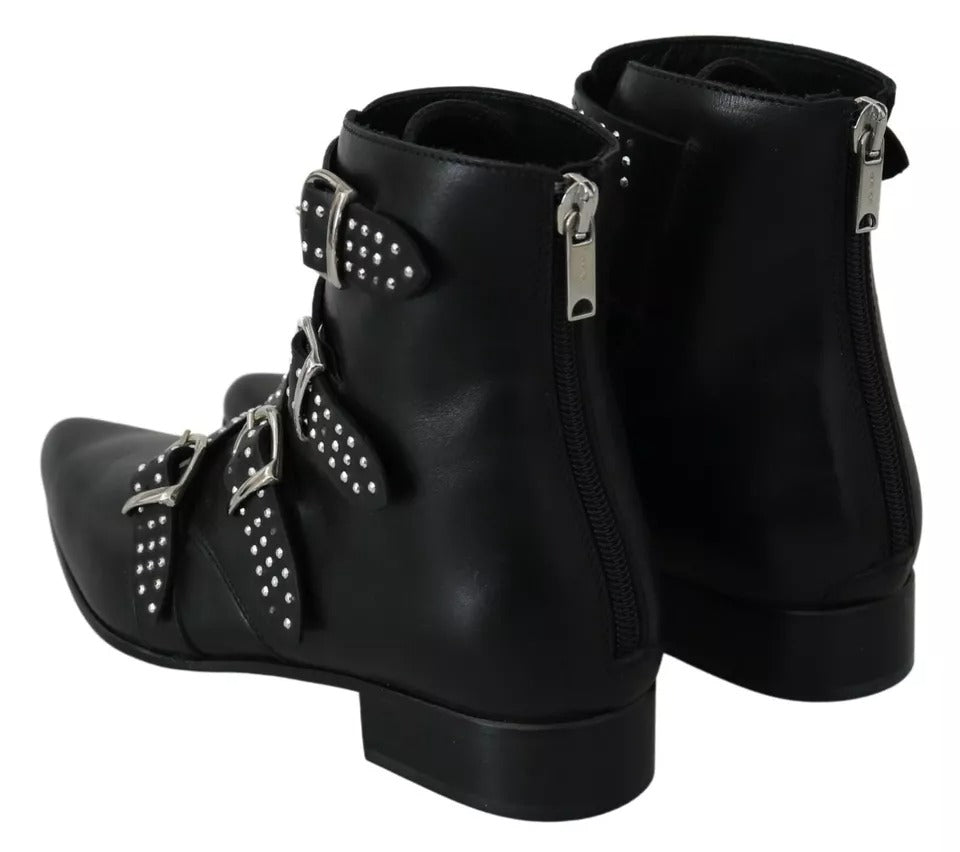 Dondup Schwarz Mode geschnallt Reißverschluss Stiefeletten Schuhe