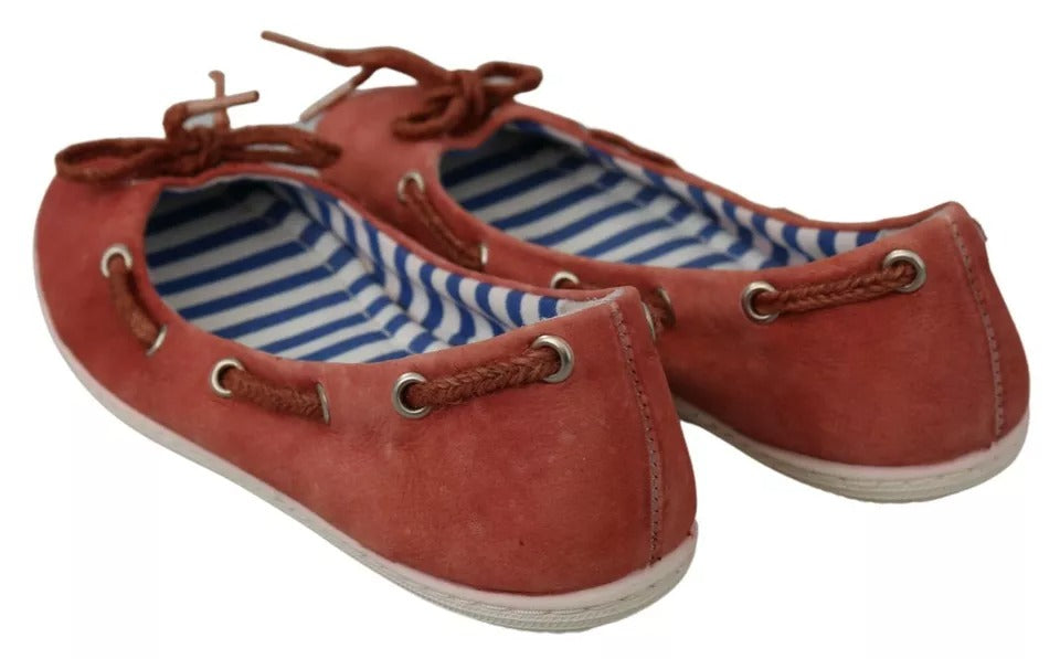 Pantofola D'Oro Koralle Wildleder Spitze Schleife Loafers Ballett Wohnung Schuhe