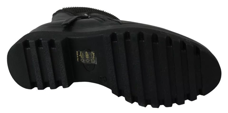Ovyé Schwarz Leder Reißverschluss Stiefeletten Schuhe