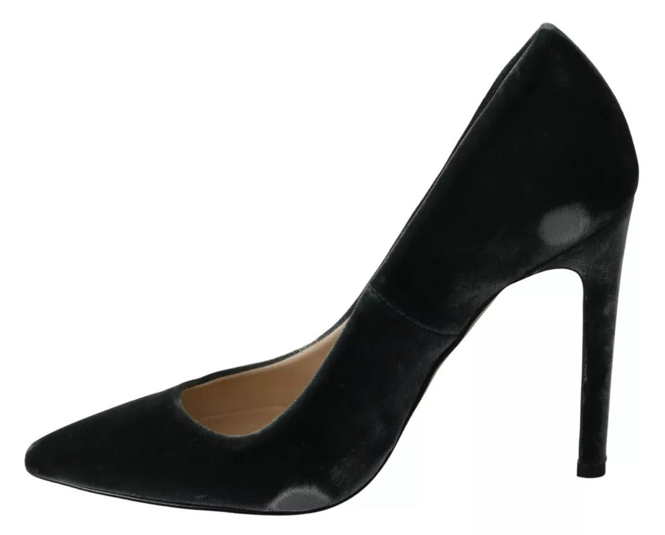 Ovyé Graue Samt Kleid Stiletto Pumps Schuhe