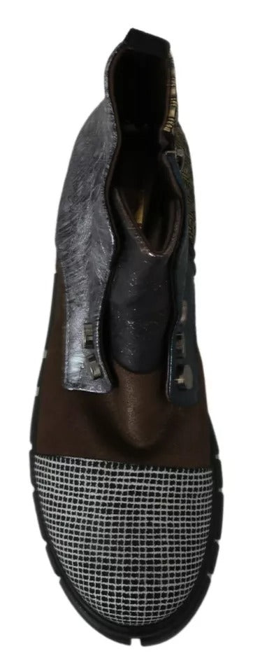EBARRITO Multicolor Leder Wildleder Reißverschluß Stiefeletten Schuhe