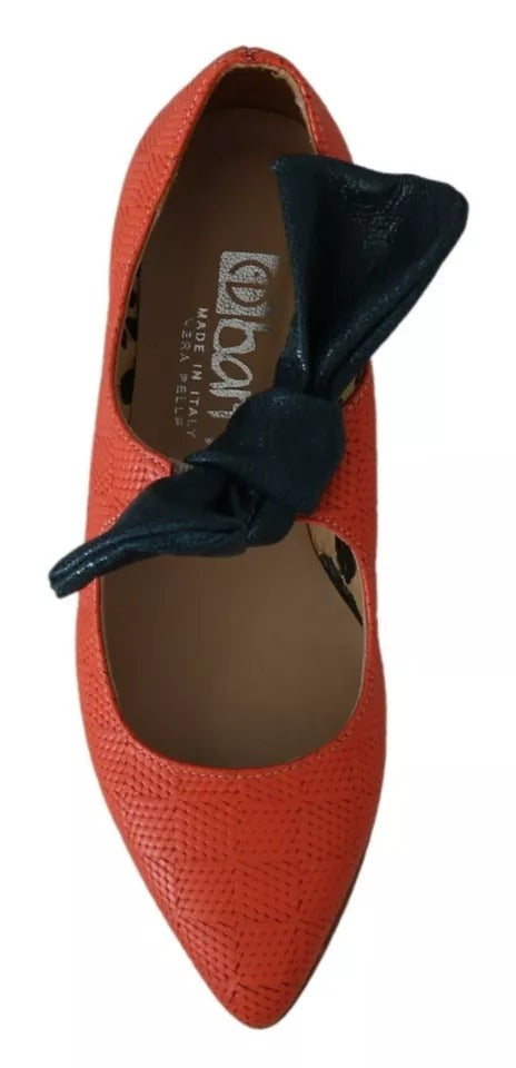 EBARRITO Orange Leder Schleife Slip-on Loafers Ballett Wohnung Schuhe