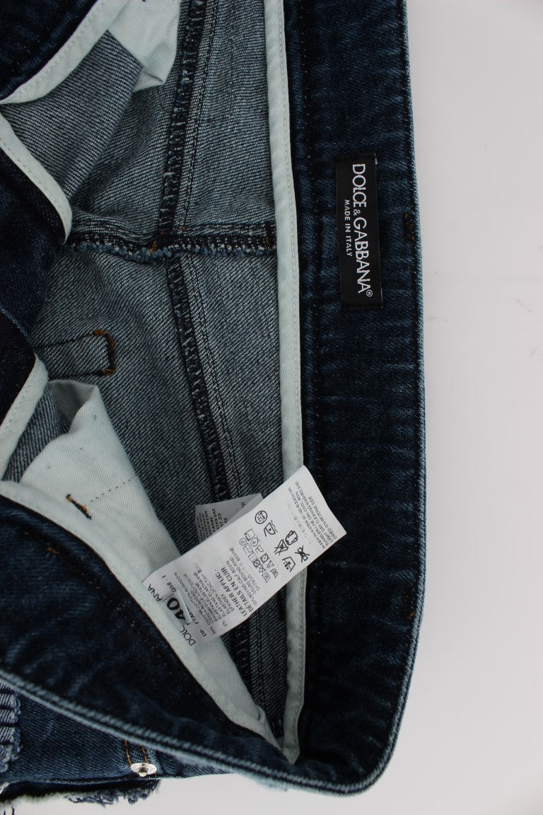 Dolce & Gabbana Blaue Patchwork Jeans-Shorts aus Stretch