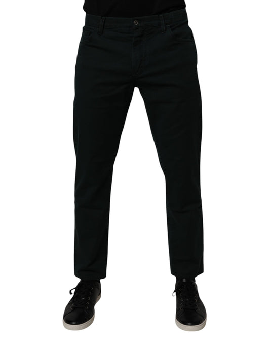 Dolce & Gabbana Dunkelgrüne Baumwolle Lose Herren Denim Jeans