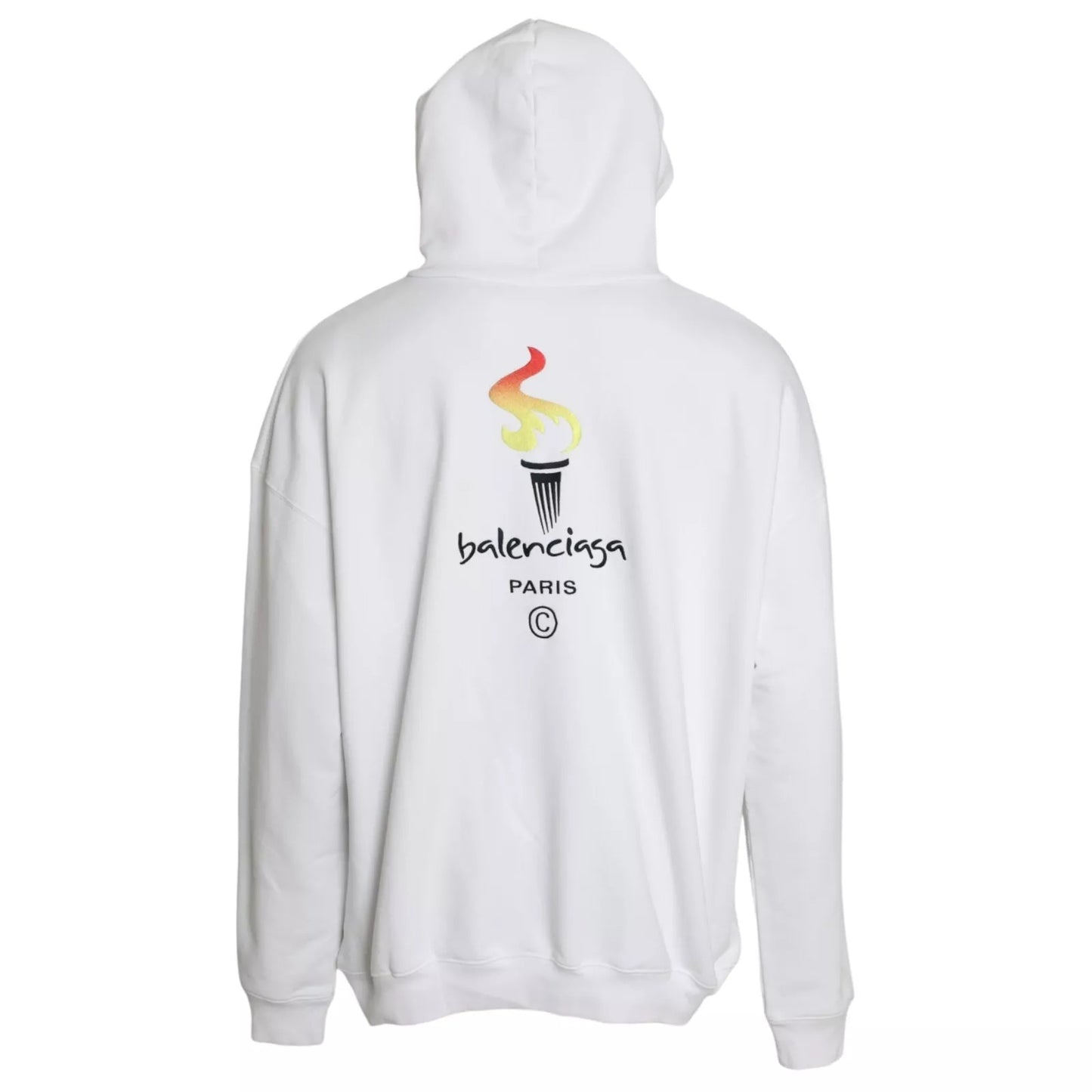 Balenciaga Weißer Baumwoll-Logo-Pullover mit Kapuze und Übergröße
