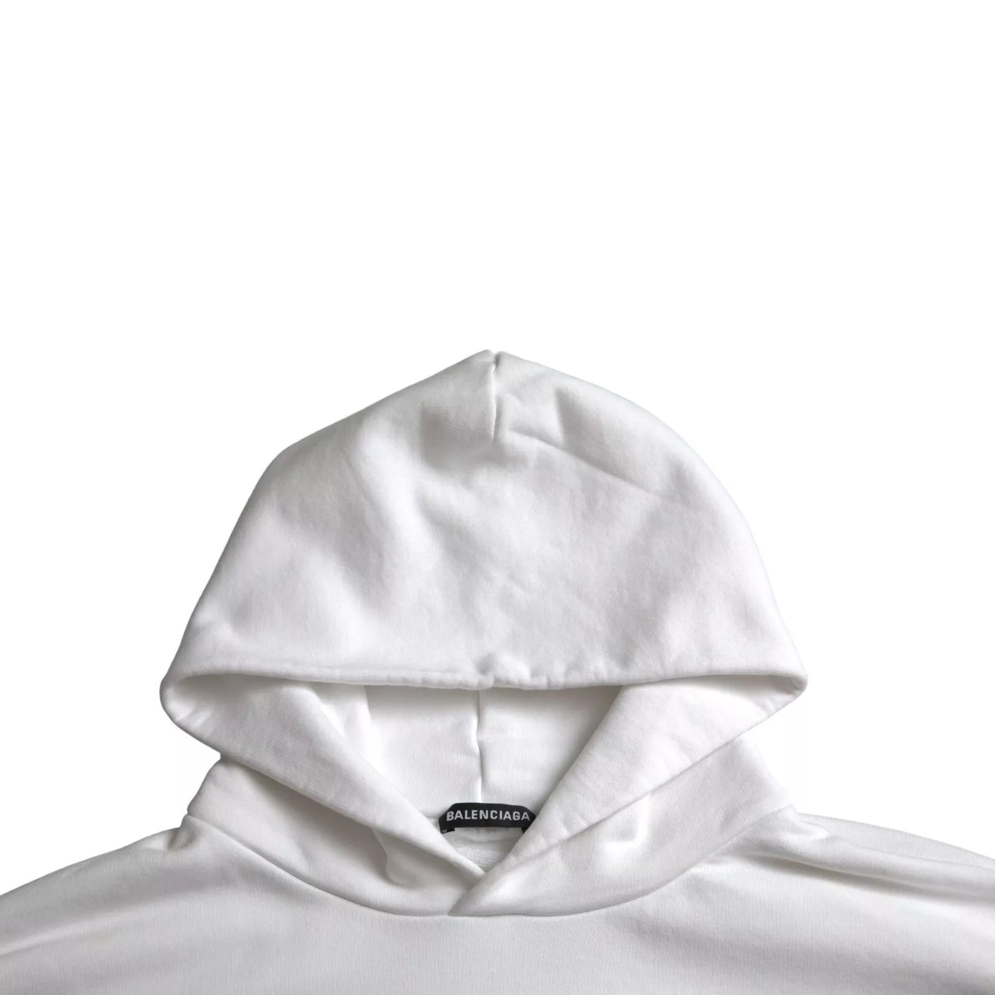 Balenciaga Weißer Baumwoll-Logo-Pullover mit Kapuze und Übergröße