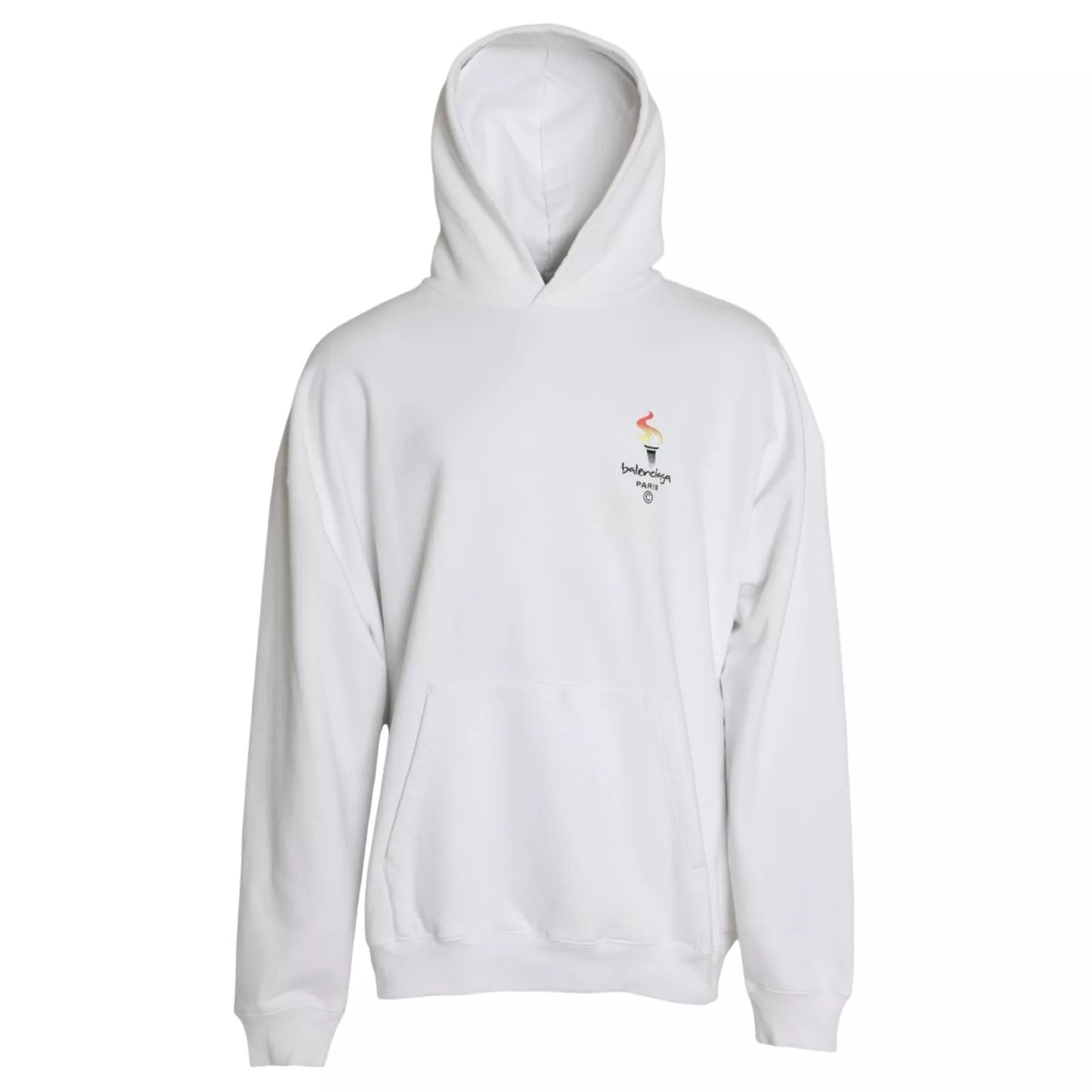 Balenciaga Weißer Baumwoll-Logo-Pullover mit Kapuze und Übergröße