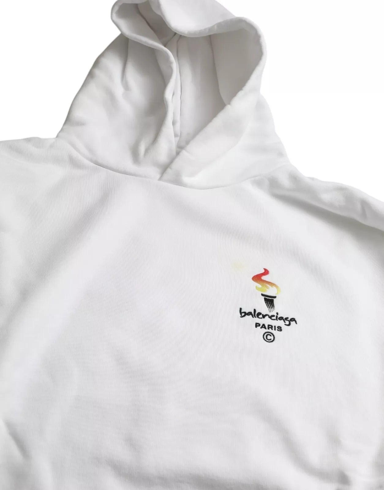 Balenciaga Weißer Baumwoll-Logo-Pullover mit Kapuze und Übergröße