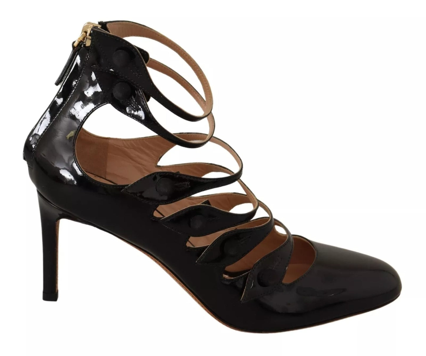 Valentino Schwarz Multi Strap Leder Mid Heels Pumps Schuhe