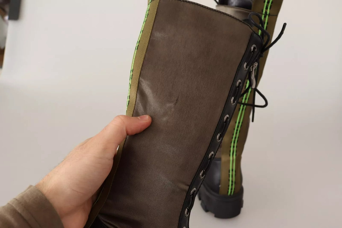 Gaelle Schwarz Grün Hohe Kampfstiefel Schnürschuhe Militärschuhe