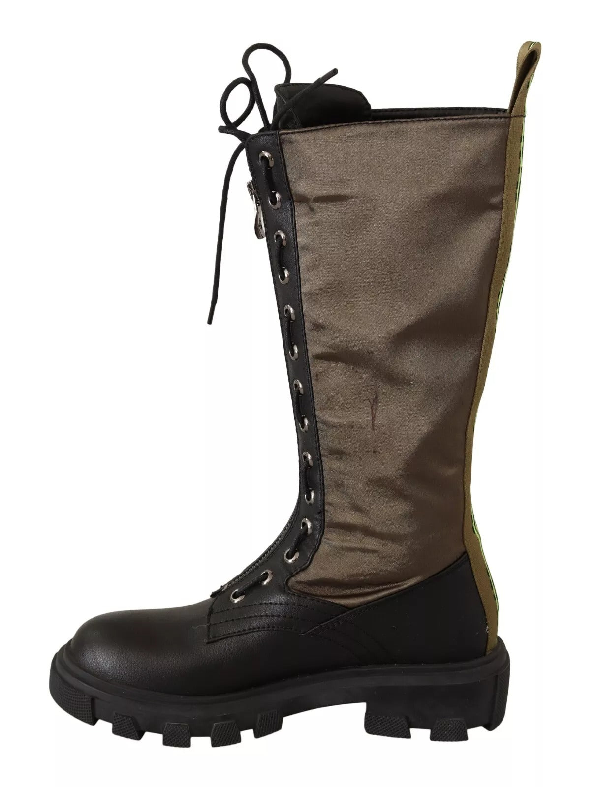 Gaelle Schwarz Grün Hohe Kampfstiefel Schnürschuhe Militärschuhe